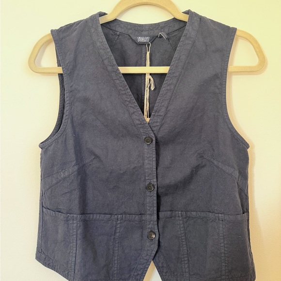 Toast Cotton Linen Canvas Waistcoat Top - Picture 2 of 4